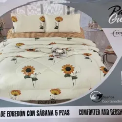Juego de Edredón con Sábana 5 piezas (Camero-Poliester) 
