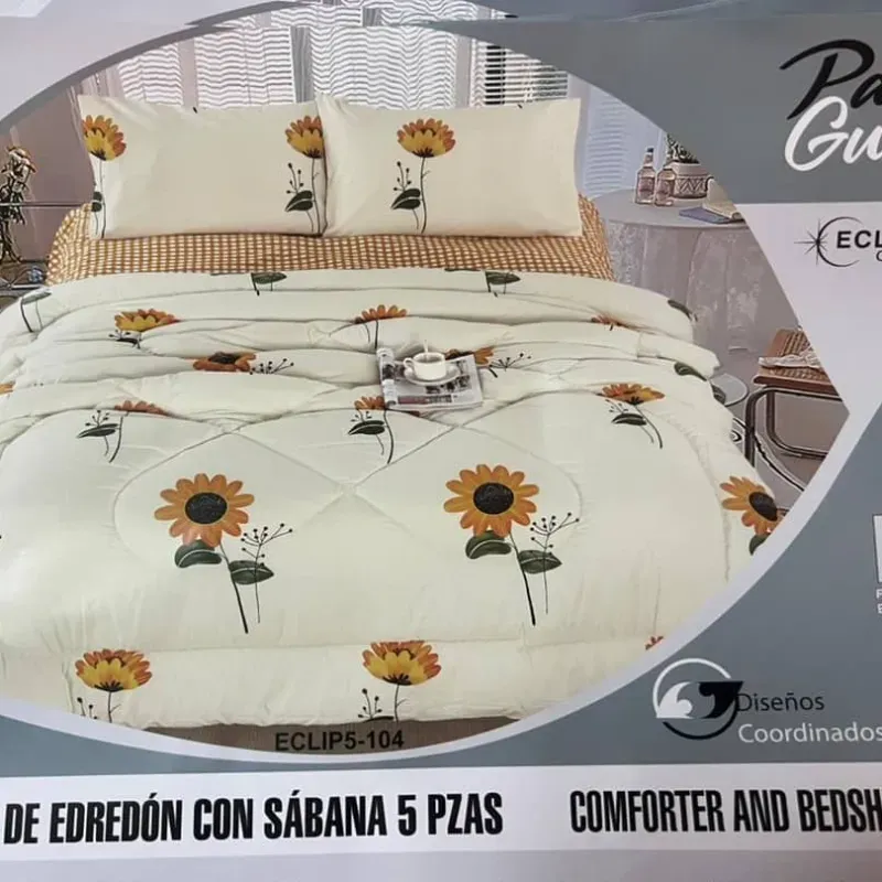 Juego de Edredón con Sábana 5 piezas (Camero-Poliester)