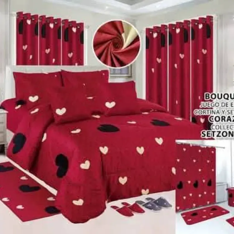 Juego de Edredón de cortina y set de baño 24 piezas
