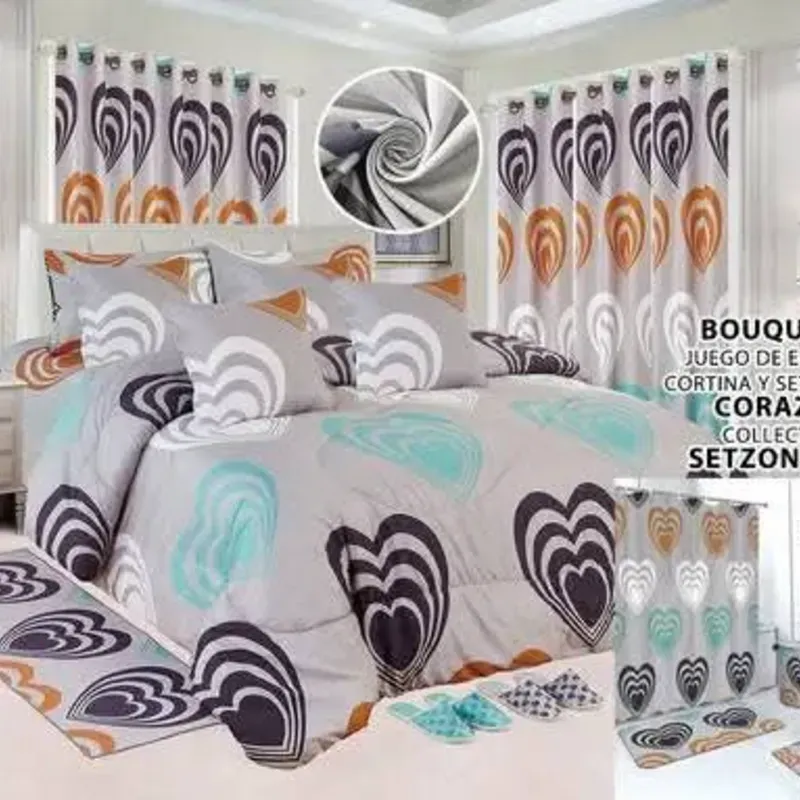 Juego de Edredón de cortina y set de baño 24 piezas