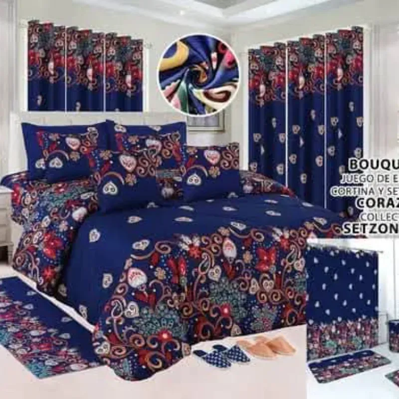 Juego de Edredón de cortina y set de baño 24 piezas