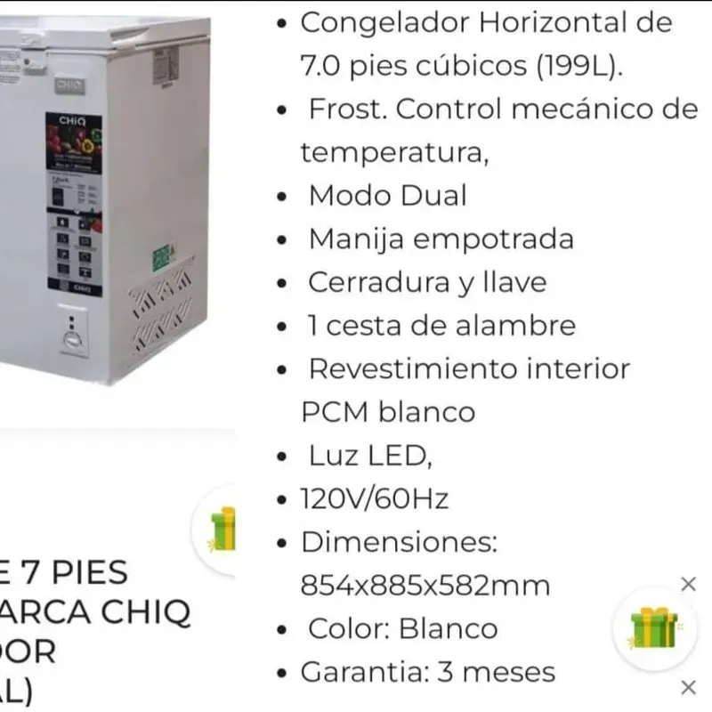 Nevera de 7 pie. Marca CHIQ