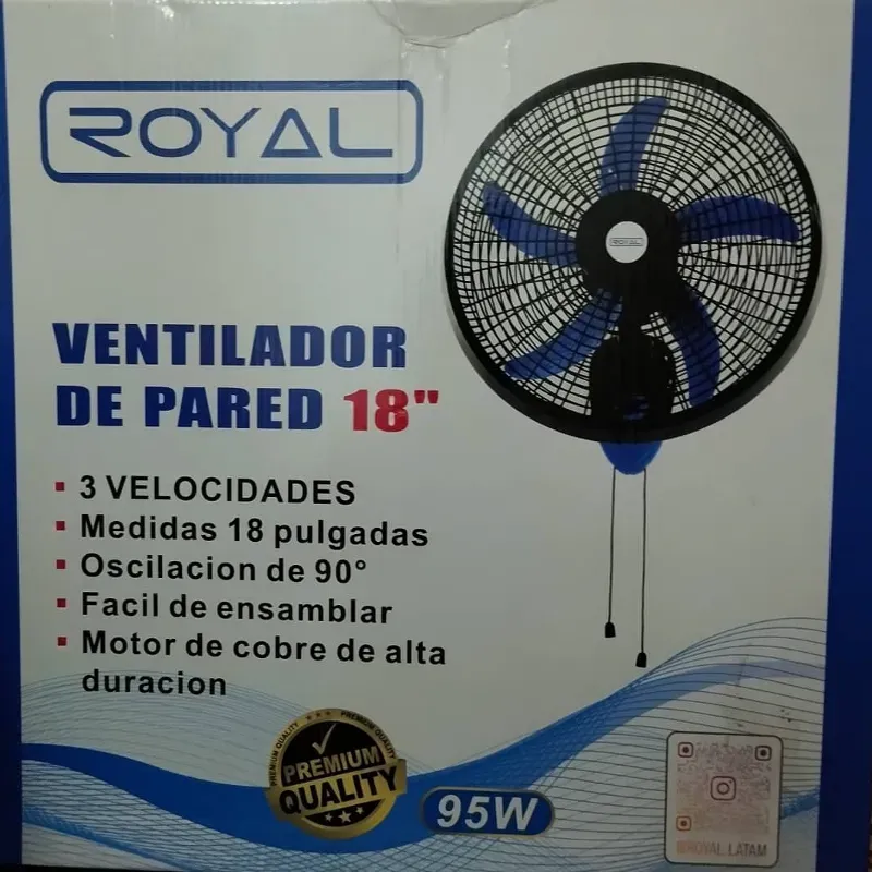 Ventilador de pared marca ROYAL de 18 pulgadas 