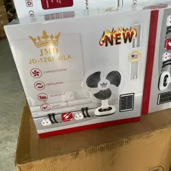 Ventilador recargable de mesa eléctrico y solar (12 pulgadas)