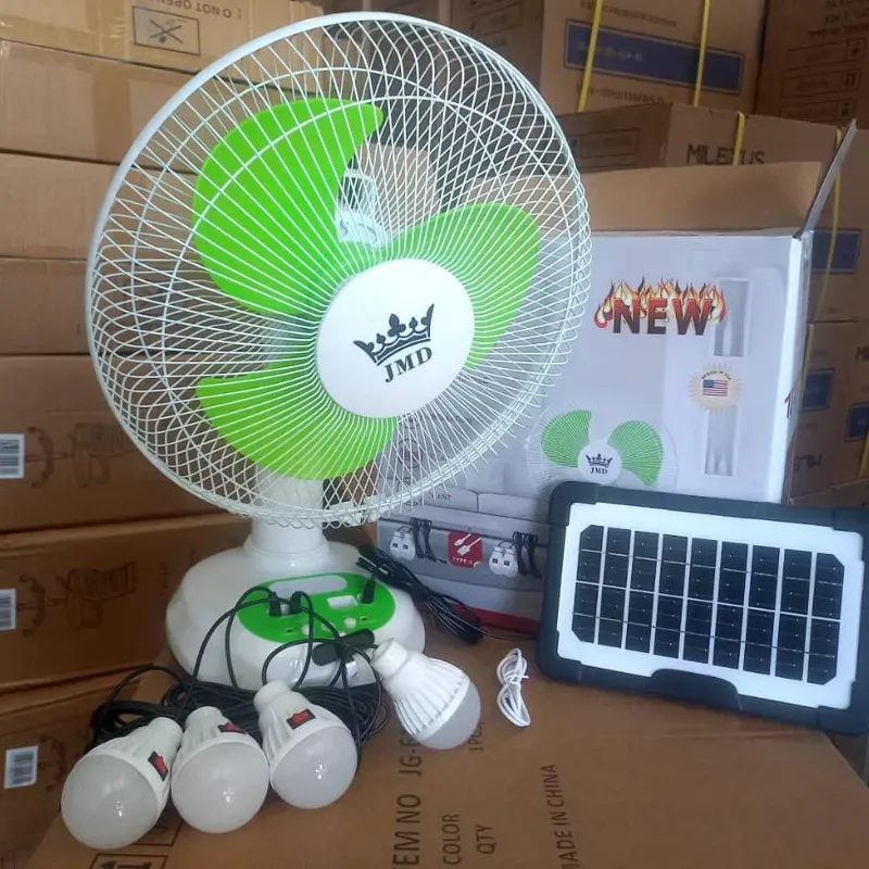 Ventilador recargable de mesa eléctrico y solar (12 pulgadas)