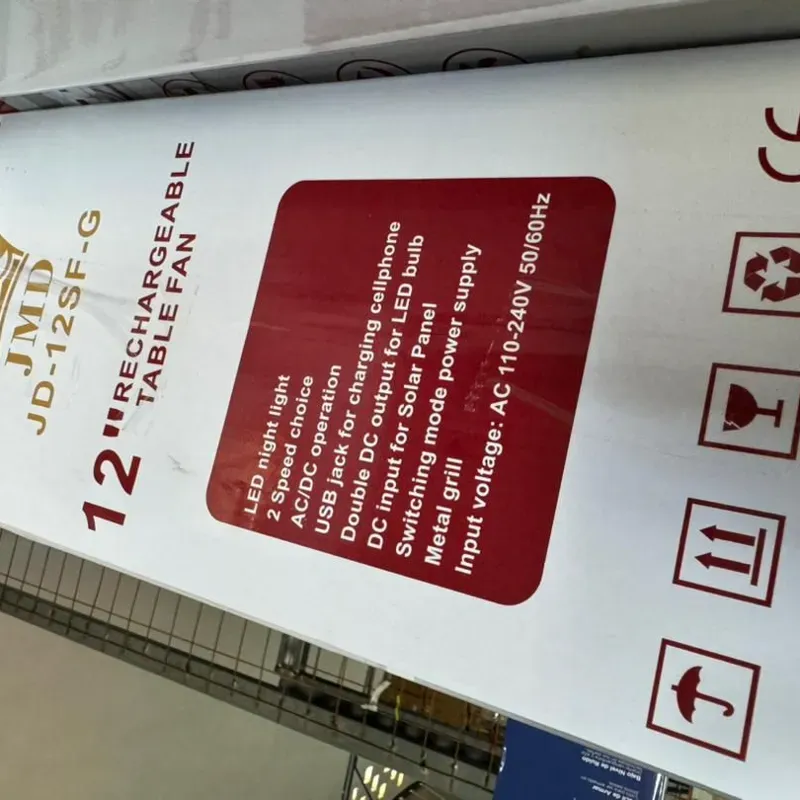 Ventilador recargable de mesa eléctrico y solar (12 pulgadas)