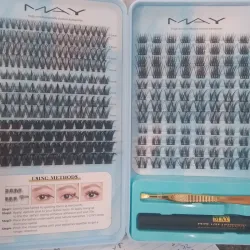 Pestañas con goma y pinza 