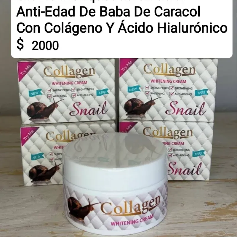 Crema Blanqueadora Facial De Baba De Caracol Con Colágeno Y Ácido Hialurónico
