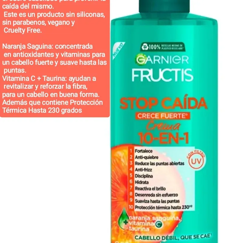 Crema De Peinar Garnier Stop Caída Con Protección Térmica 