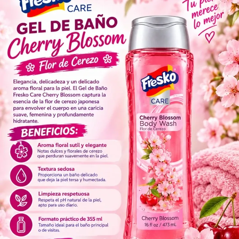 Gel de Baño Fresko Care Cherry Blossom (Flor de Cerezo) -