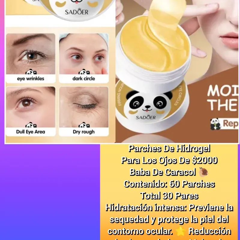 Parches De Hidrogel Para Los Ojos De Baba De Caracol 🐌