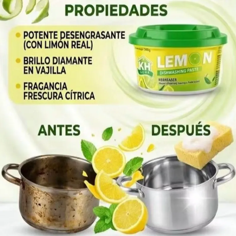Pasta Para Fregar Platos Desengrasante De Limón 🍋