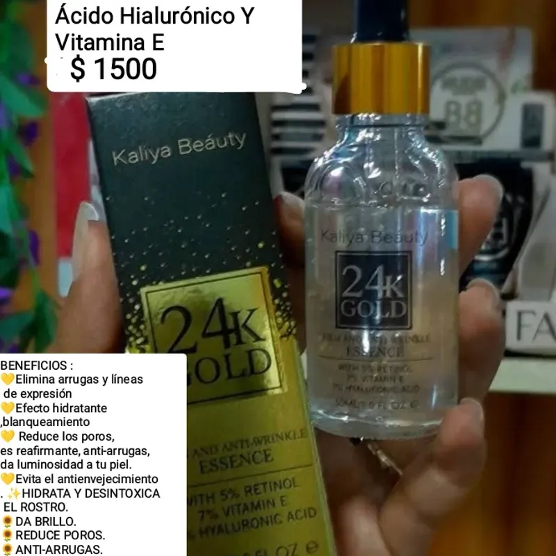 Sérum 24K Con Vitamina E, Retinol Y Ácido Hialurónico 