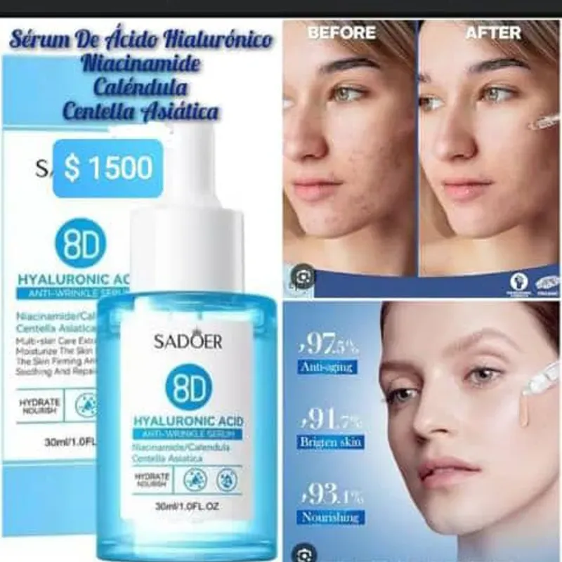Sérum 8D De Ácido Hialurónico Con Centella Asiática , Caléndula Y Niacinamide 