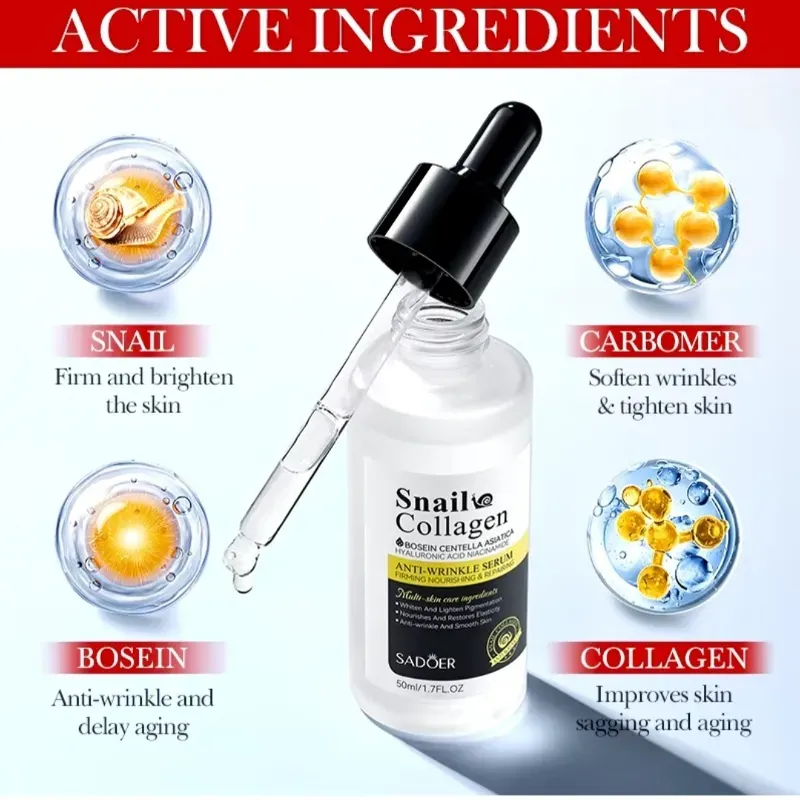 Sérum Anti-Edad De Baba De Caracol Con Colágeno, Bosein, Centella Asiática, Niacinamide Y Ácido Hialurónico 