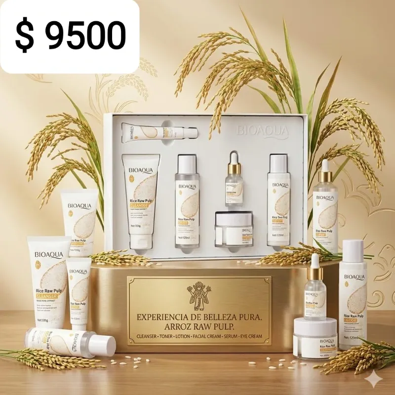 Set De Skincare De Arroz Con Ácido Hialurónico