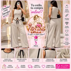 Conjunto de pantalones y blusa de botones casual