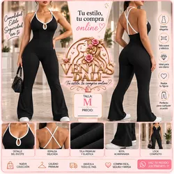 Enterizo campana negro de tiras (M)