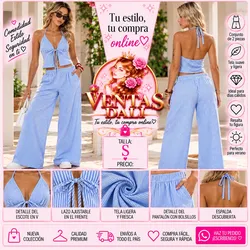 Juego de pantalón y blusa de vuelos de rayas