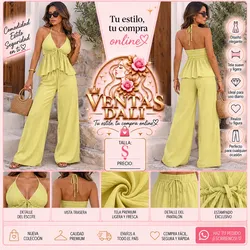 Juego de pantalón y blusa de vuelos