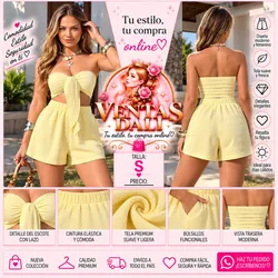 Juego de short y blusa corta color entero (amarillo)