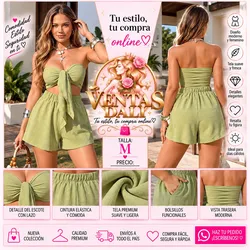 Juego de short y blusa corta color entero (verde)