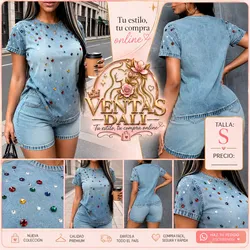 Juego de Short y Pullover de mezclilla