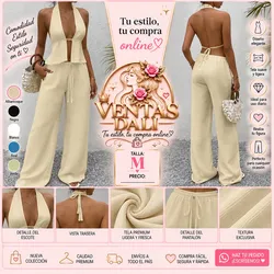 Set de 2 piezas top corto con escote V y pantalón ancho