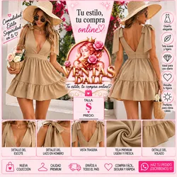 Vestido corto beich de vuelo
