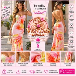 Vestido largo con estampado floral y espalda fuera