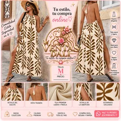 Vestido largo estampado marron
