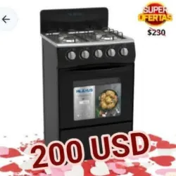 COCINA DE GAS CON 4 QUEMADORES Y 20" NEGRA