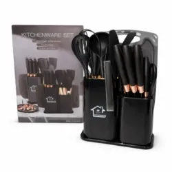 SET DE UTENSILIOS DE COCINA CON CUCHILLOS Y ORGANIZADOR