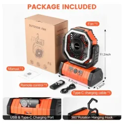 VENTILADOR RECARGABLE PORTÁTIL F6 CON LUZ LED 20000mAh