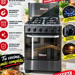 COCINA DE GAS 4 HORNILLAS CON HORNO MAGNETO Y EFECTO ESPEJO 240 USD