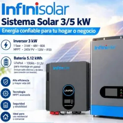 Kit solar InfiniSolar Inversor de 3kw Bateria de 5kw 2900 usd 👀(110v)