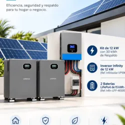 Kit solar,inversor de 12kw con 2 baterias de 15kw cada una,para un total de 30kw de respaldo en bateria 8600 USD