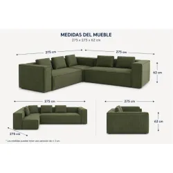 Mueble Modular en L verde sellado al vacío 1200 USD