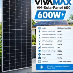 Panel solar bifacial Vivamax de 600w: $185 usd