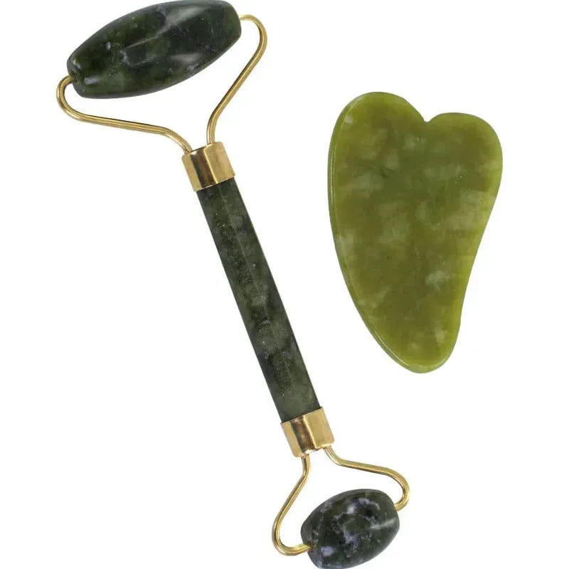 Juego de rodillo de Jade y Gua Sha
