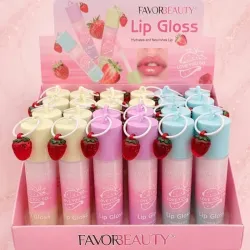 Lip gloss con llavero pequeño 🍓