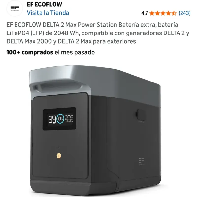 BATERÍA EXTRA DE ECOFLOW DELTA 2 MAX 2048WH
