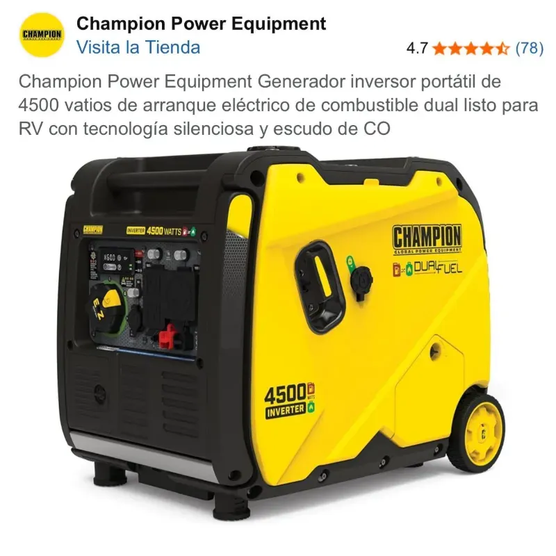GENERADOR CHAMPIONS INVERTER DUALFUEL SILENCIOSO 4500W