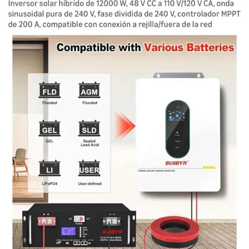 INVERSOR SOLAR HÍBRIDO 12 000 W (48V, 120V/240V SPLIT-PHASE)