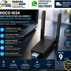 Adaptador de red inalámbrico USB con doble antena externa
