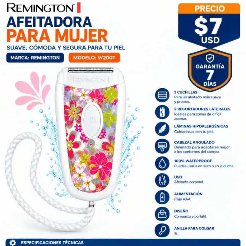 Afeitadora Eléctrica Corporal Femenina Remington W200T