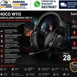Auriculares para juegos USB 7.1 negros con micrófono omnidireccional