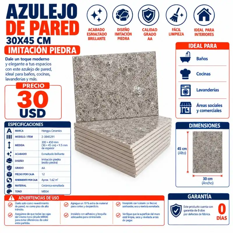 AZULEJO DE PARED 30X45 CM – IMITACIÓN PIEDRA