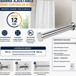 Barra ajustable para cortina de baño