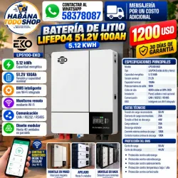 BATERIA DE LITIO LIFEPO4 51.2V 100AH (5.12KWH)